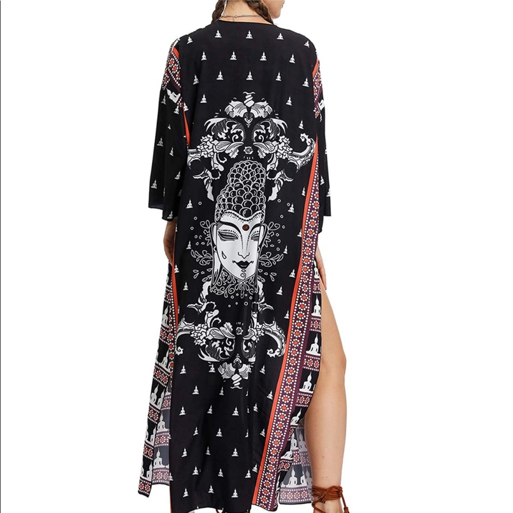 Black Buddha Long Kimono Cardigan
